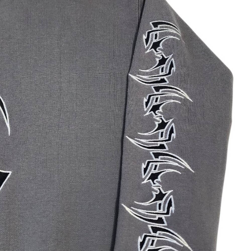 Sapphire Lounge Men's Large Gray Tribal Star Graphic Hoodie Y2k Streetwear - Picture 7 of 16